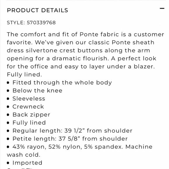 WHBM Luxe Stretch Sleeveless Button Detail Dress Sheath Sergeant Green Size 8 - Picture 5 of 16